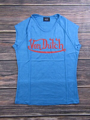 #ad Von Dutch NEW Womens Medium Blue Red Short Sleeve Raglan Tee T Shirt Top $12.99
