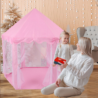 #ad New Princess Castle Play Tent Large Indoor Outdoor Kids Playhouse Gift Pink USA $33.64
