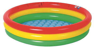 #ad 59quot; Red Yellow and Green Ringed Round Inflatable Baby Swimming Pool Inflatable $25.00
