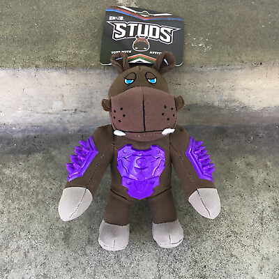 #ad NWT Zeus Studs Toys with Attitude Plush Dog Toy 10quot; Hippo Brown Purple $49.97