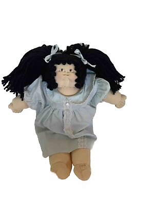 #ad Vintage 17” Faux Cabbage Patch Kid Soft Sculpture Girl Doll Black Hair $71.99