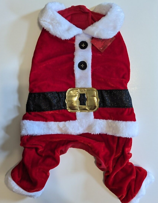 #ad Happy Holidays Santa Claus Dog Costume Lined Christmas Suit Small $17.95