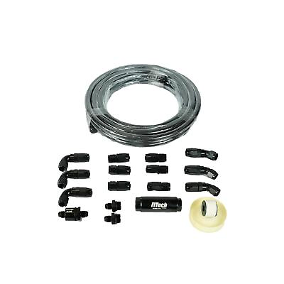 #ad FiTech 51002 Go Fuel Black Stainless Braided Fuel Hose Kit 20ft $389.00