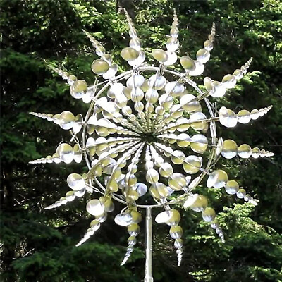 #ad #ad Magical Wind Powered Kinetic Windmill Metal And Sculpture Spinner Garden Unique $18.98