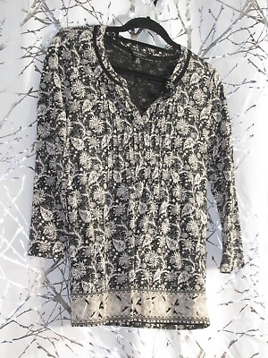 #ad Lucky Black White Print Top Shirt Size Small S $18.00