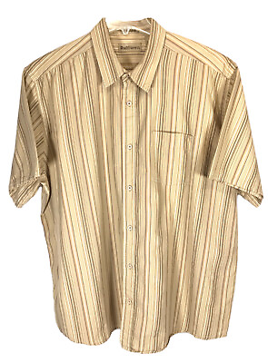 #ad Ruff Hewn Shirt Men#x27;s 2XL Cotton Blend Multicolor Striped Short Sleeve Button Up $16.97