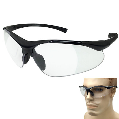 #ad Full Lens Safety Reading Glasses Clear Ballistic Rated Lens Protective Black $13.79