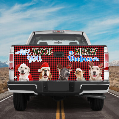 #ad We Woof You A Merry Woofmas Christmas Tailgate Wrap Dog Puppies Santa Decal Car $47.43