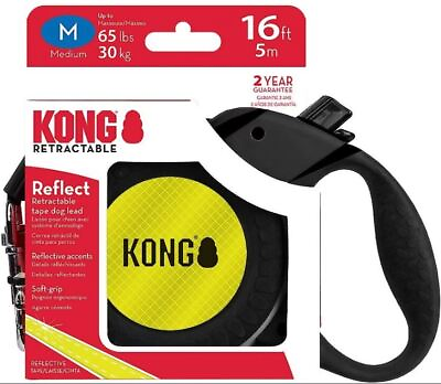 #ad Kong Reflective Retractable Dog Leash Yellow 16#x27; Long Medium and Large Sizes $21.95