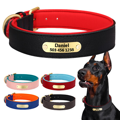 #ad #ad Personalized Dog Collar PU Leather Soft Padded Custom Pet Name ID Engraved S XXL $10.90