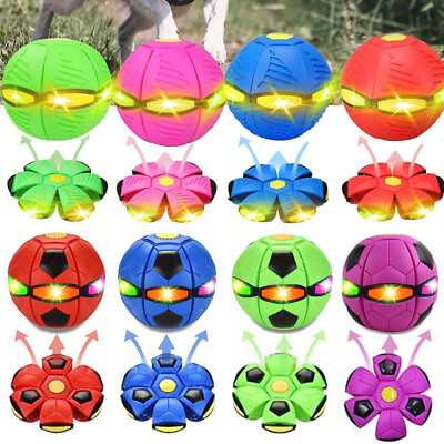 Pet Dog Toys Flying Saucer Ball Magic Deformation UFO Toy Sports Dog with Lights $12.49