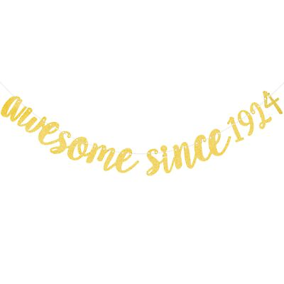 #ad Awesome Since 1924 Banner Pre strung Happy 100th Birthday Banner Gold Glitter... $18.45