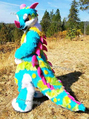 #ad Fursuit Long Fur Dragon Mascot Costume Cosplay Party Advertising Carnival $440.10