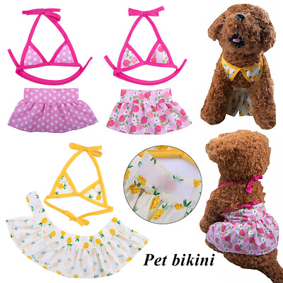 #ad Cute Dog Bikini Set Pet Swimwear Pet Beach Skirt Sexy Puppy Clothing Summer $4.93