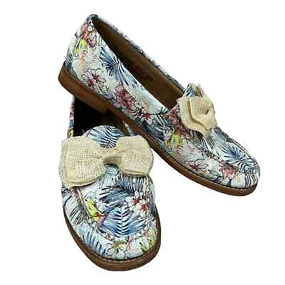#ad G.H. Bass amp; Co Weejuns Jillian Bow Leather Snakeskin Floral Slip On Loafers $60.00