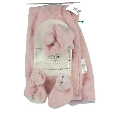 #ad Baby Girls Blanket Booties Cap 3 Piece Soft Warm Fleece New $12.68