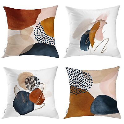 #ad Mid Century Modern Boho Abstract Set of 4 Throw Pillow CoversAesthetic Navy ... $34.29