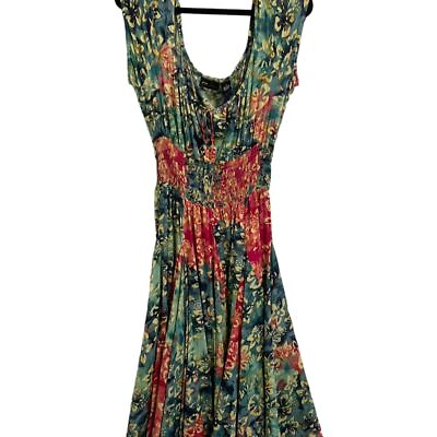 #ad Grace Floral Cotton Dress Vintage Style Short Multicolor Women One Size $16.00