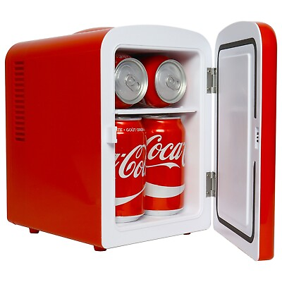 #ad Coca Cola Classic 4L Mini Fridge 6 Can Portable Cooler Mini Fridge $25.20