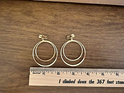 #ad gold tone clip on hoops vintage $8.00