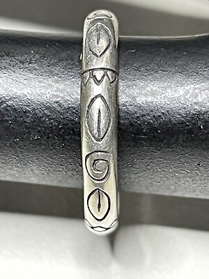 #ad 925 STERLING SILVER DESIGN ETCHED RING SIZE 5.5 SYMBOLS BAND 3MM STACKABLE 396 $16.75