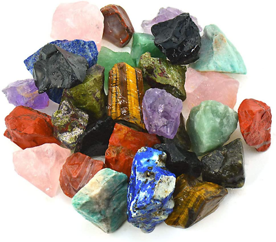 #ad 3 Lbs Bulk Rough Madagascar Stones Mix Large 1quot; Natural Raw Stones Crystal for $31.98