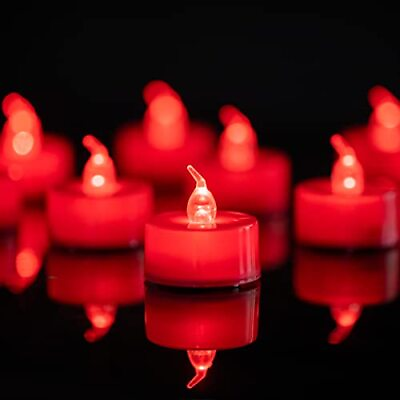 #ad Paquete de 24 velas de té rojas velas LED sin llama parpadeantes $21.20