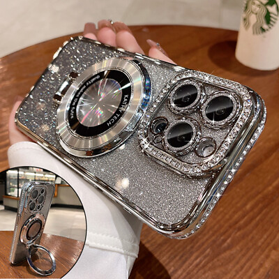 #ad For iPhone 15 14 Pro Max 13 12 11 Luxury Glitter Diamond Magsafe Ring Phone Case $10.50
