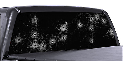 #ad Truck Rear Window Bullet Holes Perforated Vinyl Decal Universal $39.00