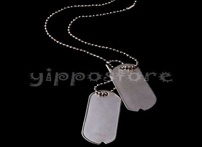 #ad #ad U.S. Military Spec Army WWII Blank Dog Tags Set w Stainless Steel Chains $4.99