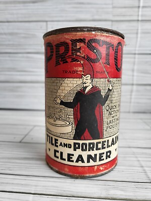 #ad Antique Presto Tile and Porcelain Cleanser Tin Soap Advertising Full Tin $39.99