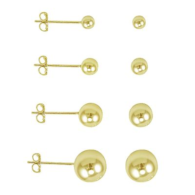 #ad 14k Gold Filled High Quality Polish Classic Ball Stud Earrings Choose your Size $6.99