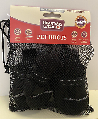 Heart To Tail Medium Dog Non Slip Boots Black $10.50