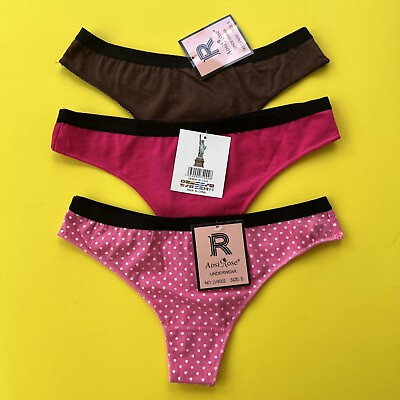 #ad Set 3 Cotton Sexy Women Thong Panties Lingerie Underwear Polka Dot S $5.85