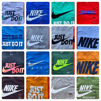 Men#x27;s NIKE T SHIRT S 4XL Graphic Swoosh Just Do It Logo Crew Athletic Fit Tee $19.95