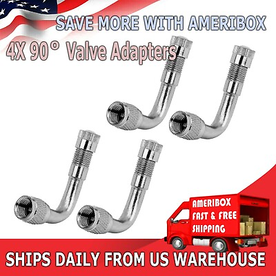 #ad 4 Packs Air Tire Valve Extension 90° Angle Adaptor Motorcycle Car Stem Extender $7.49