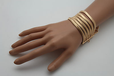 #ad Women Fashion Bracelet Wide Metal Mesh Chain 5 Strand Wrist Fancy Jewelry Dressy $9.99
