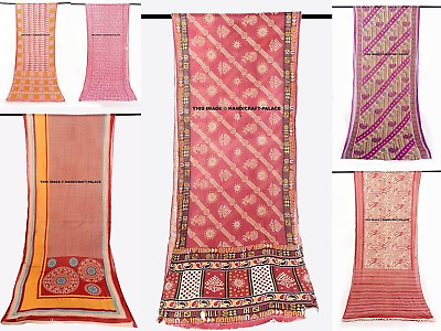 #ad Lot Of 5 Vintage Indian Saree Pure Cotton Fabric Craft Used Art Multicolor Sari $45.89