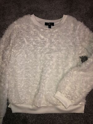 #ad Amy Byer White Fuzzy Sweater 16 XL $8.00