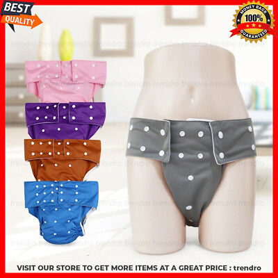 #ad Adult Diaper Cloth Adjustable Pants Washable Reusable Wide Elastic Incontinence $9.97