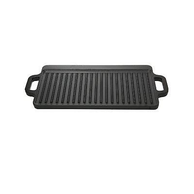 Cast Iron Reversible Grill Griddle 16.5 x 9 in Pan Hamburger Steak Stove Top Fry $18.00