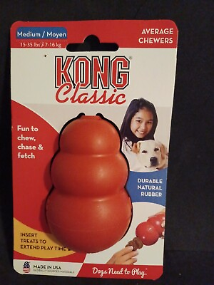 #ad KONG Classic Medium Treat Stuffable Durable Dog Fetch amp; Chew Toy $15.90