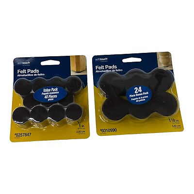 #ad Lot of 2 Soft Touch 1 Inch amp; 1.5 Inch Black Round Felt Pads New in Package $12.74