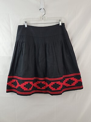 #ad Lauren Ralph Lauren Embroidered Southwestern Aztec Tribal Linen Skirt Size 8 $39.99