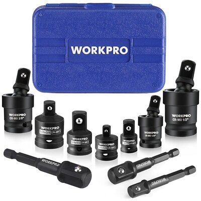 #ad WORKPRO 10PC Impact Socket Set Adapter 1 4quot; 3 8quot; 1 2quot; Joint Socket Drill Adapter $37.99