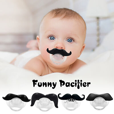 #ad 4 Pack Funny Baby Toddler Orthodontic Pacifiers SAFE Kissable Mustache Pacifier $13.39