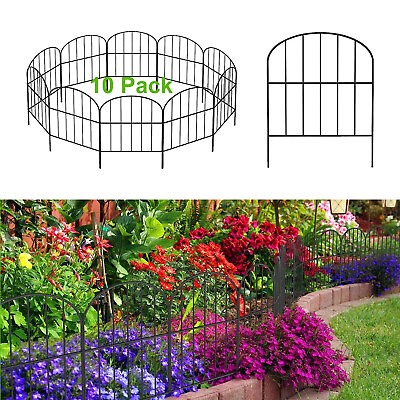 #ad 10 Pack Animal Barrier Fence Metal Garden Fence Dogs Rabbits Fence for Yard Lawn $27.99