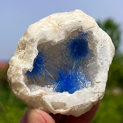 #ad 72G Rare Moroccan blue magnesite and quartz crystal coexisting specimen $32.00