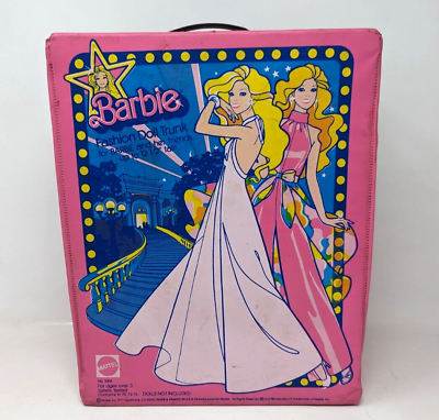 #ad Vintage 1977 Mattel Barbie Friends Fashion Doll Trunk #1004 Pink Carry Case F24 $19.99