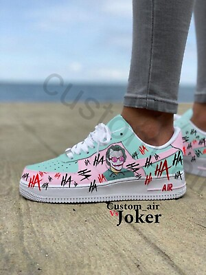 #ad JOKER Custom Original Sneakers Nike Air Force 1 Harley Quinn $280.00